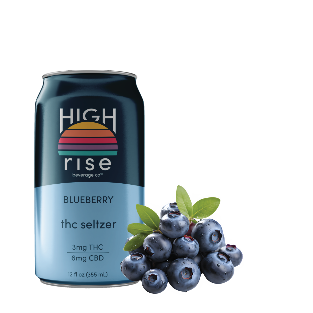 High Rise THC Seltzer — 3mg Blueberry
