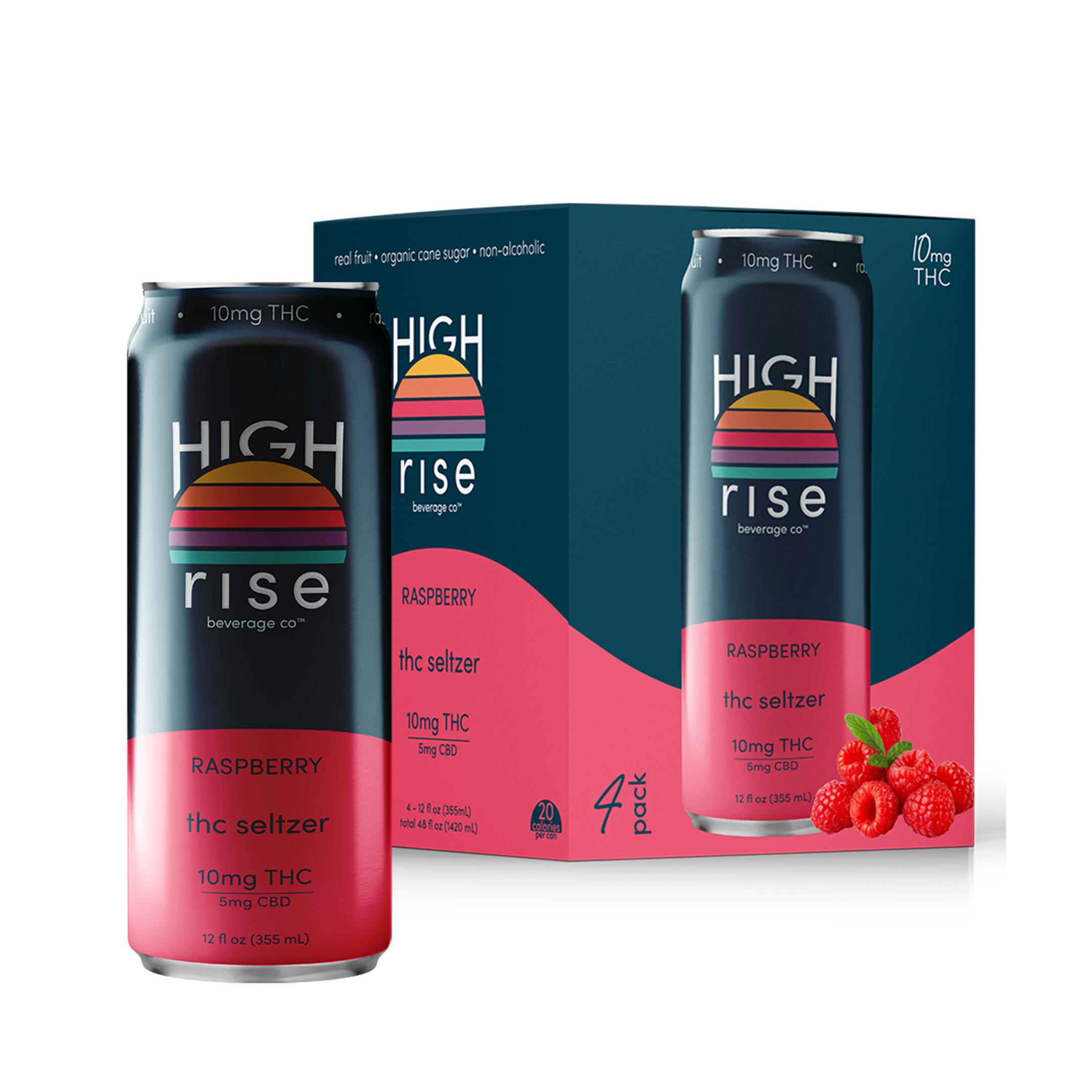 High Rise THC Seltzer — 10mg Raspberry