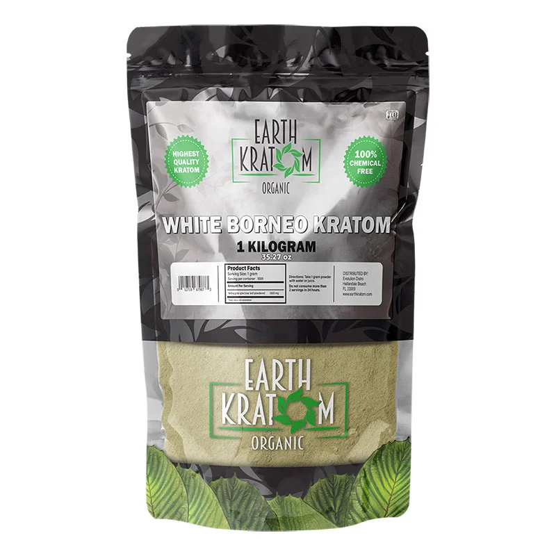 EARTH KRATOM Kratom Powder 1 Kilo White Borneo Kratom Powder