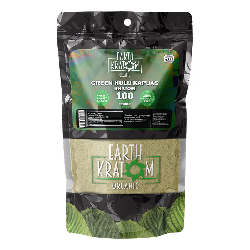 EARTH KRATOM Kratom Powder 100g Green Hulu Kratom Powder