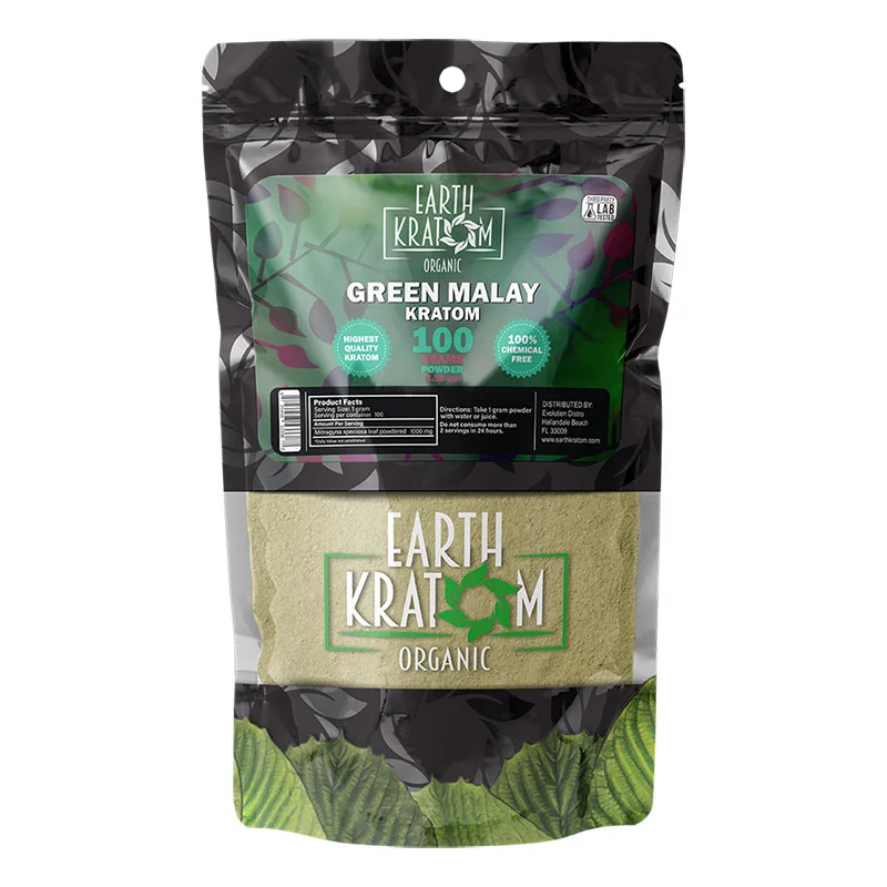 EARTH KRATOM Kratom Powder 100g Green Malay Kratom Powder