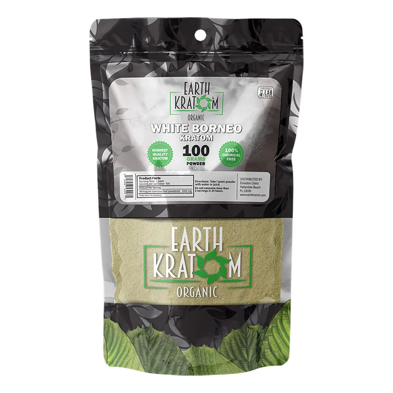 EARTH KRATOM Kratom Powder 100g White Borneo Kratom Powder