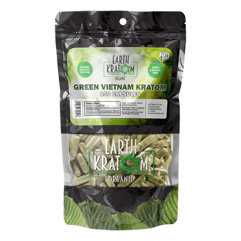 EARTH KRATOM Kratom Capsules 150ct Green Vietnam Kratom Capsules