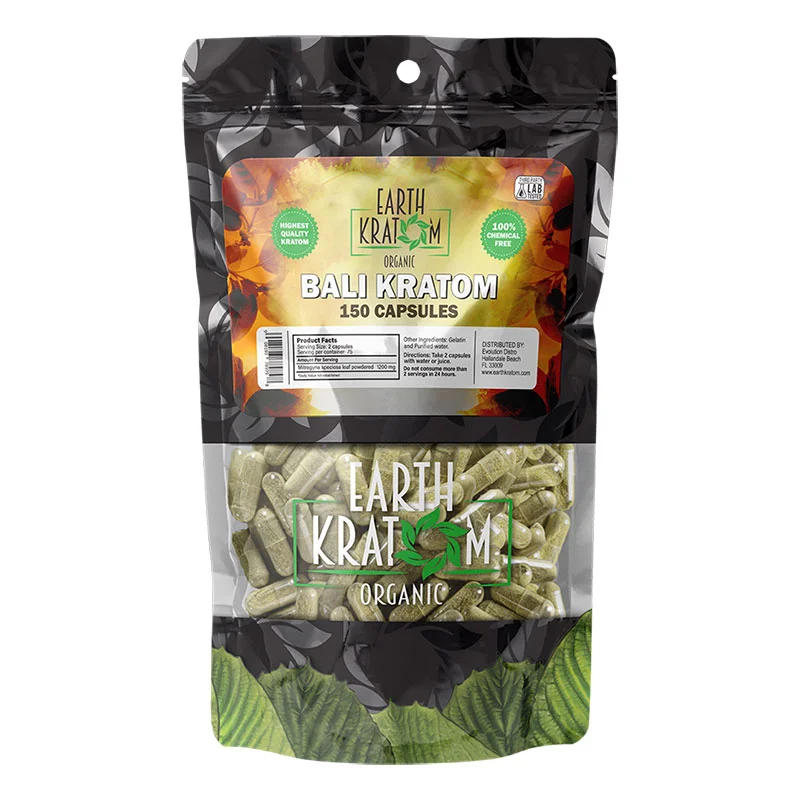 EARTH KRATOM Kratom Capsules 150ct Red Bali Kratom Capsules