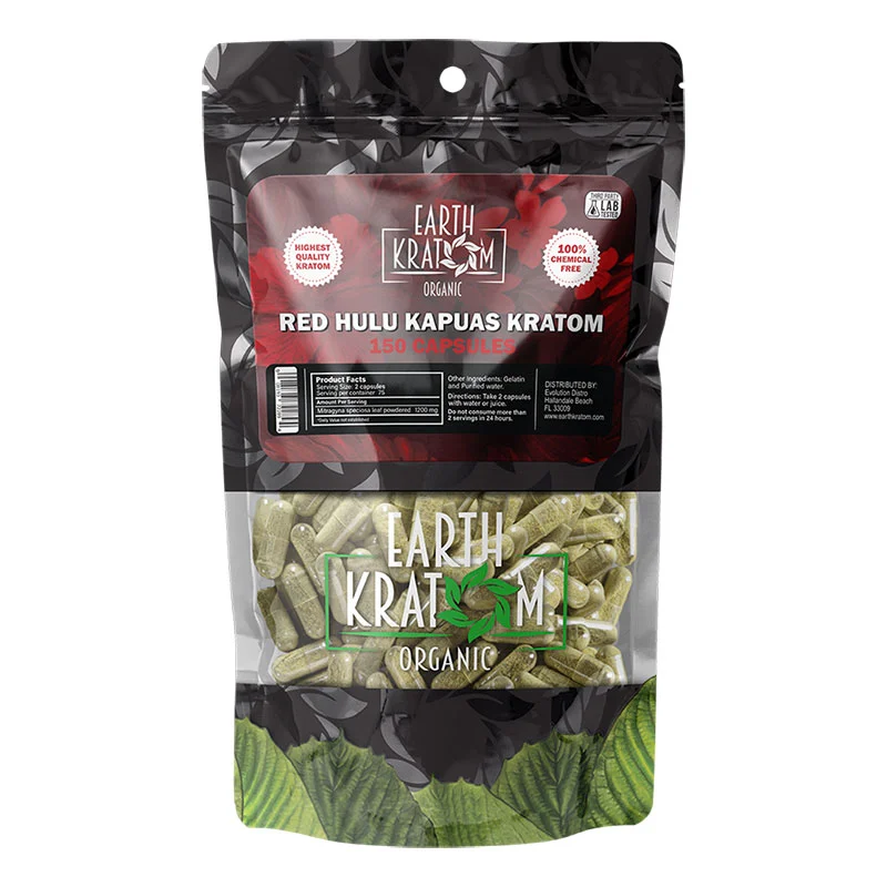 EARTH KRATOM Kratom Capsules 150ct Red Hulu Kratom Capsules