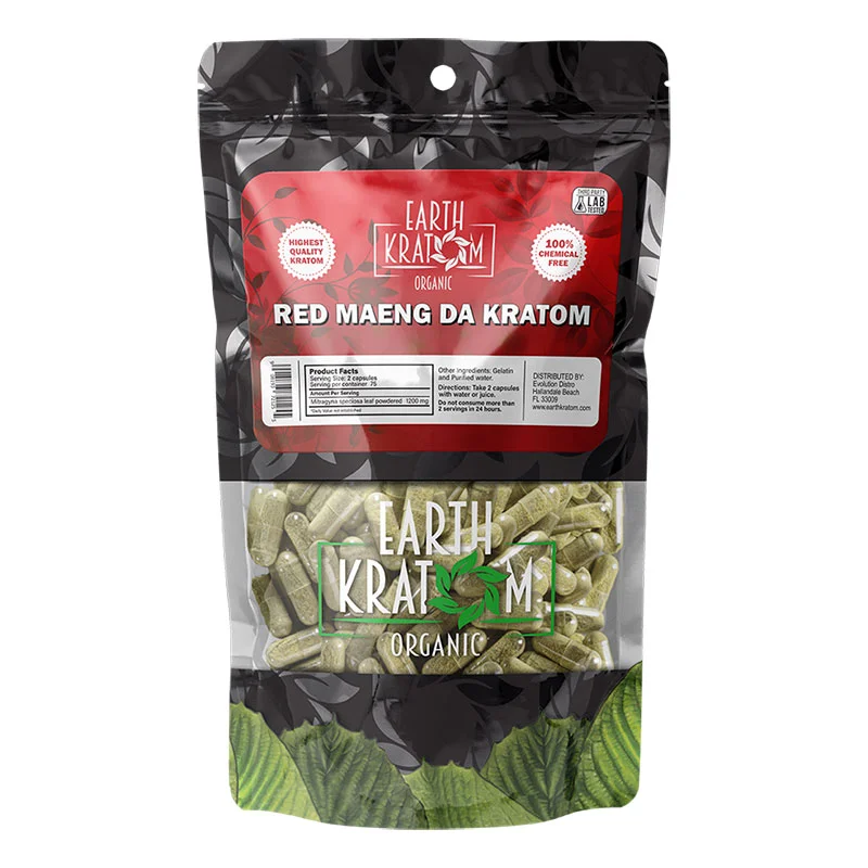 EARTH KRATOM Kratom Capsules 150ct Red Maeng Da Kratom Capsules