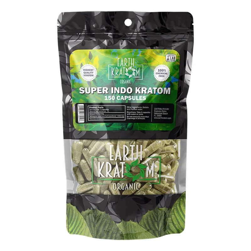 EARTH KRATOM Kratom Capsules 150ct Super Indo Kratom Capsules