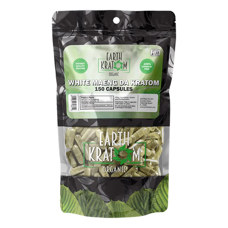 EARTH KRATOM Kratom Capsules 150ct White Maeng Da Kratom Capsules