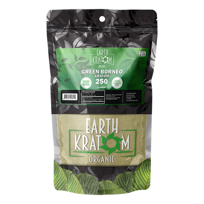 EARTH KRATOM Kratom Powder 250g Green Borneo Kratom Powder