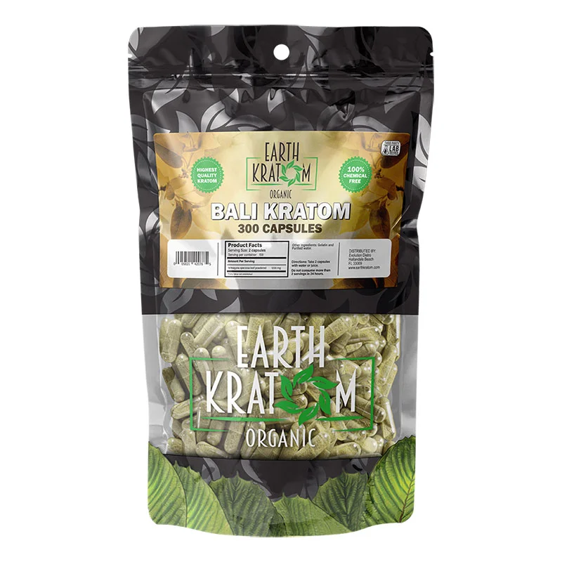EARTH KRATOM Kratom Capsules 300ct Red Bali Kratom Capsules