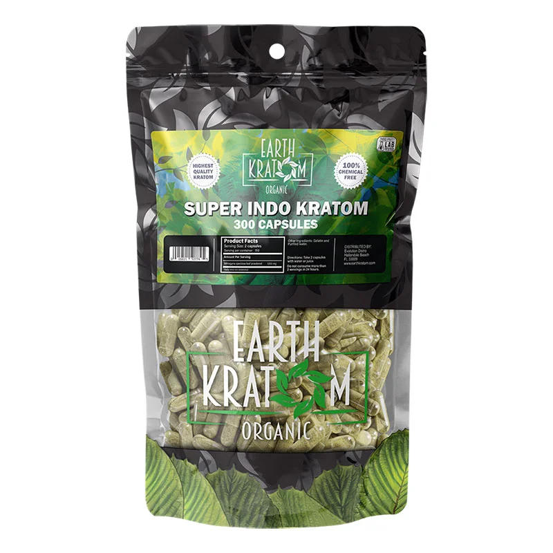 EARTH KRATOM Kratom Capsules 300ct Super Indo Kratom Capsules