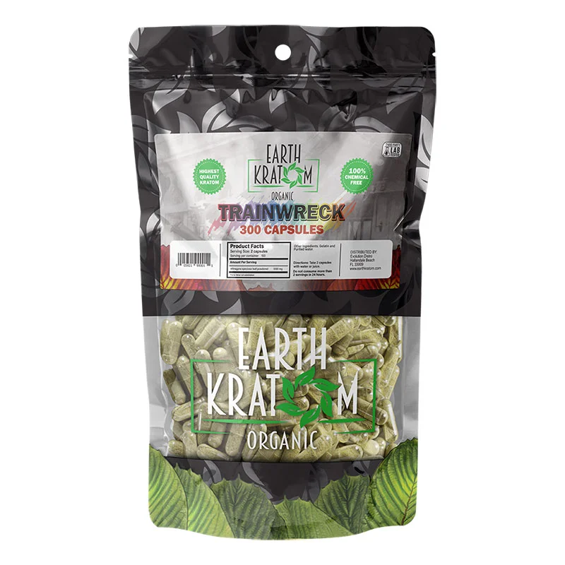 EARTH KRATOM Kratom Capsules 300ct Trainwreck Kratom Capsules