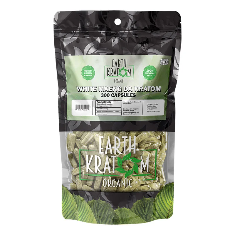 EARTH KRATOM Kratom Capsules 300ct White Maeng Da Kratom Capsules