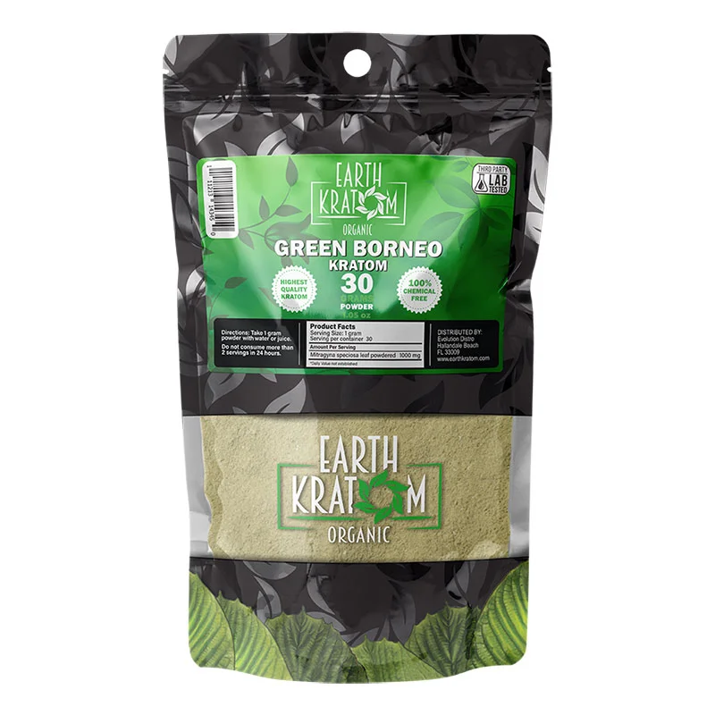 EARTH KRATOM Kratom Powder 30g Green Borneo Kratom Powder