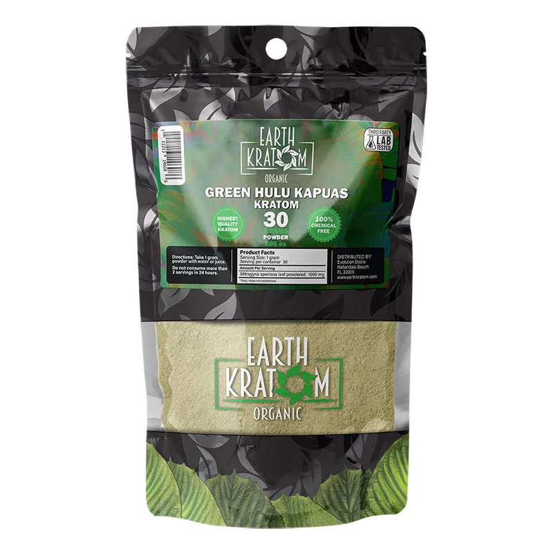 EARTH KRATOM Kratom Powder 30g Green Hulu Kratom Powder