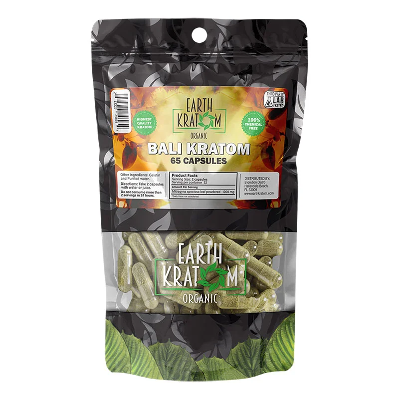 EARTH KRATOM Kratom Capsules 65ct Red Bali Kratom Capsules
