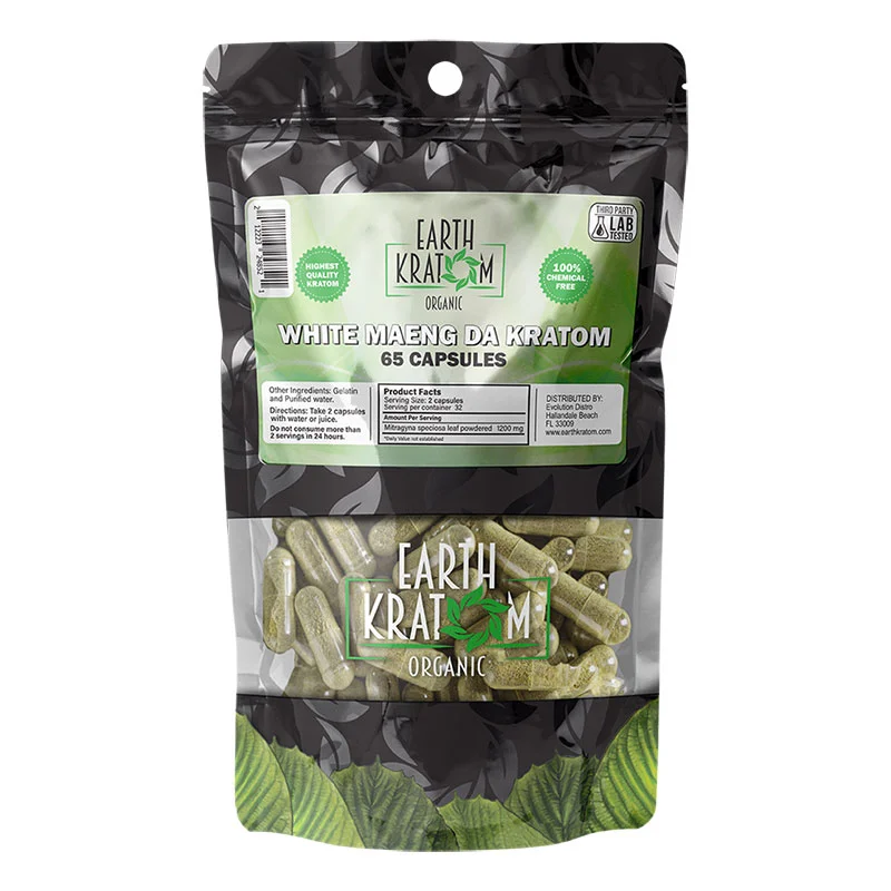 EARTH KRATOM Kratom Capsules 65ct White Maeng Da Kratom Capsules