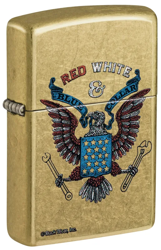 Zippo Windproof Lighter — Americana & Patriotic Buck Wear™ Red White & Blue Collar Design