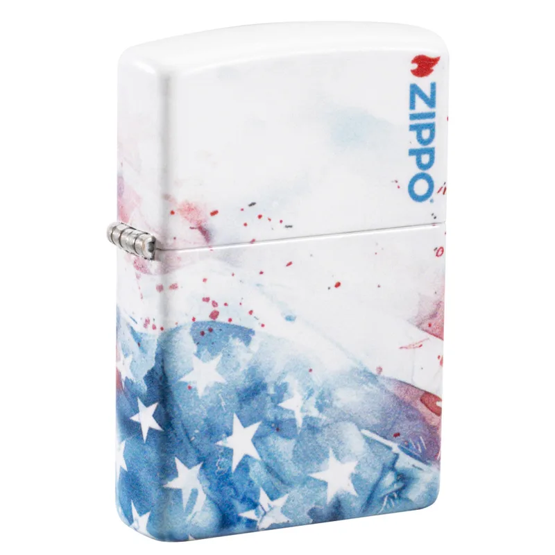 Zippo Windproof Lighter — Americana & Patriotic Watercolor Flag Design