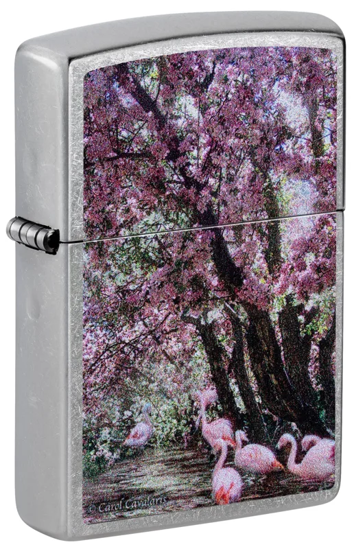Zippo Windproof Lighter — Animals & Wildlife Carol Cavalaris Flamingo Lagoon Design