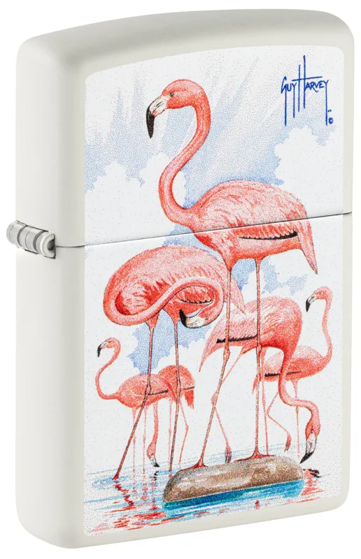 Zippo Windproof Lighter — Animals & Wildlife Guy Harvey Flamingos Design