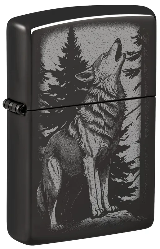 Zippo Windproof Lighter — Animals & Wildlife Howling Wolf Design