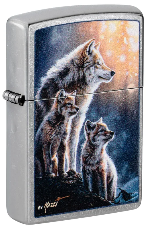 Zippo Windproof Lighter — Animals & Wildlife Mazzi® Wolf Pack Design