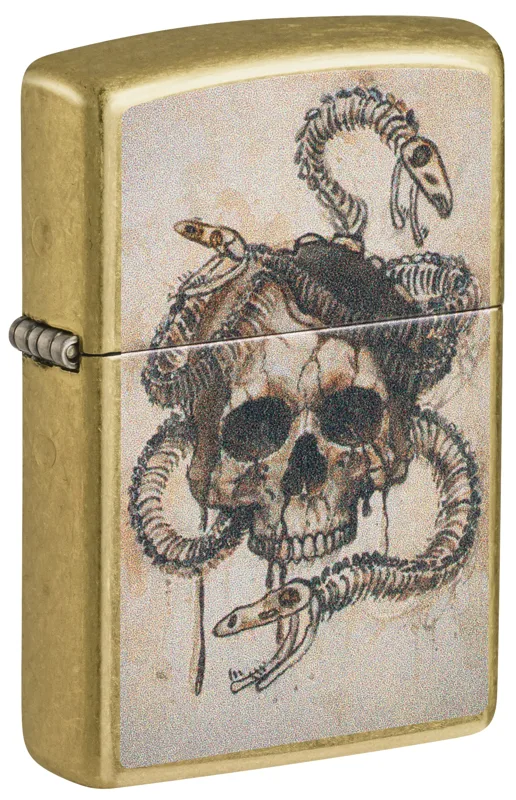 Zippo Windproof Lighter — Animals & Wildlife Skull and Snake Bones Design