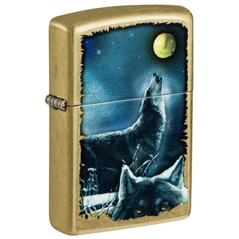 Zippo Windproof Lighter — Animals & Wildlife Wolf Song Design