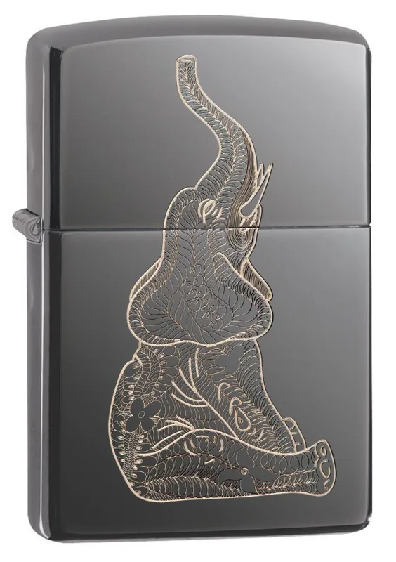 Zippo Windproof Lighter — Animals & Wildlife Zentangle Elephant Design