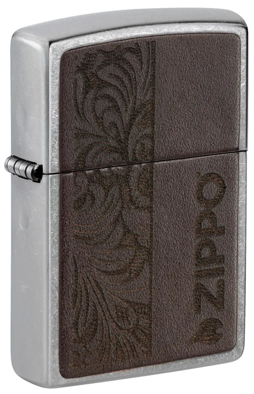 Zippo Windproof Lighter — Assorted Designs Brown Leather Emblem - Zippo Design