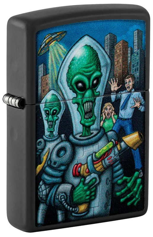 Zippo Windproof Lighter — Cannabis & Counterculture Alien Attack Design