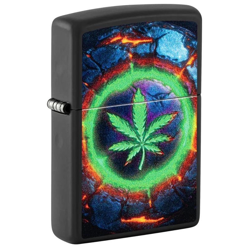 Zippo Windproof Lighter — Cannabis & Counterculture Lava Leaf Design