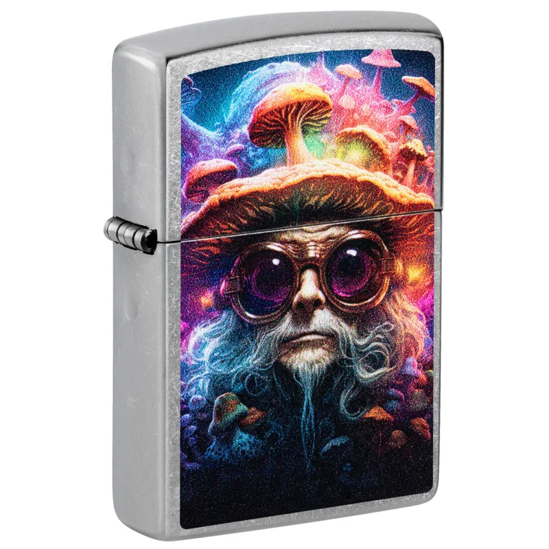 Zippo Windproof Lighter — Cannabis & Counterculture Mushroom Man Design