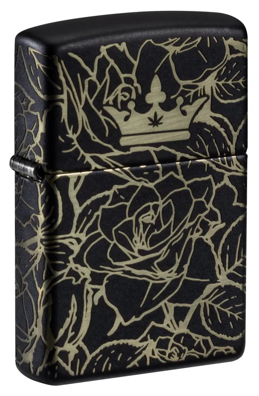 Zippo Windproof Lighter — Cannabis & Counterculture Queen of Bud Dark Roses Design