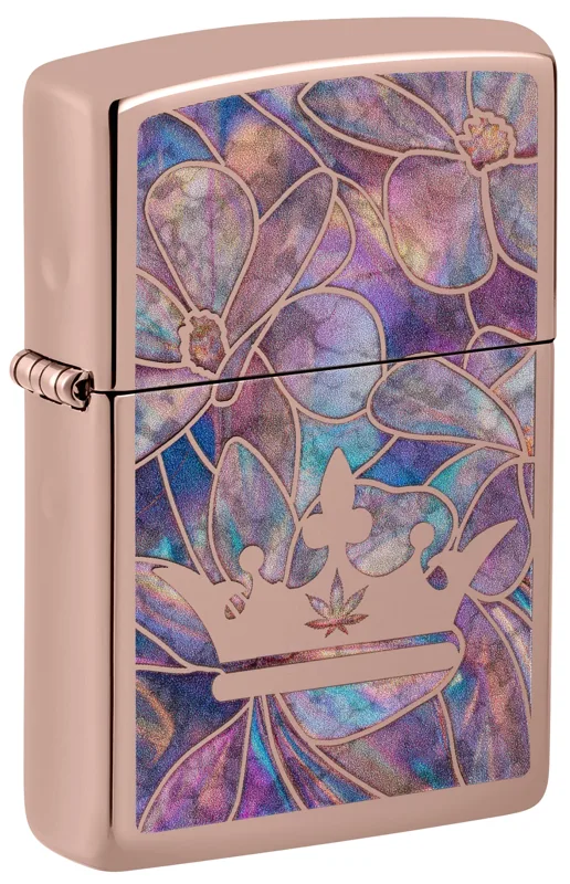 Zippo Windproof Lighter — Cannabis & Counterculture Queen of Bud Opal Crown Design