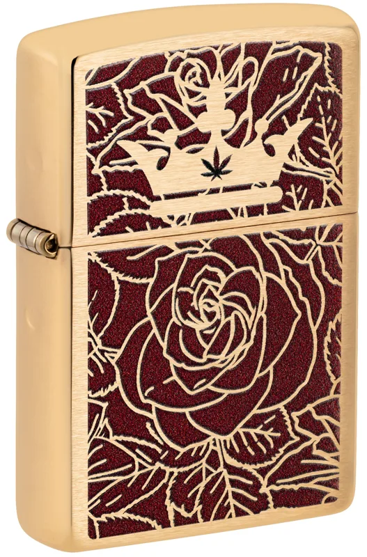 Zippo Windproof Lighter — Cannabis & Counterculture Queen of Bud Passionate Rose and Crown Design