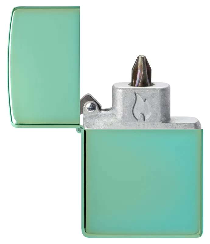Zippo Windproof Lighter — Classic Base Models Bit Safe Screwdriver with High Polish Green Case