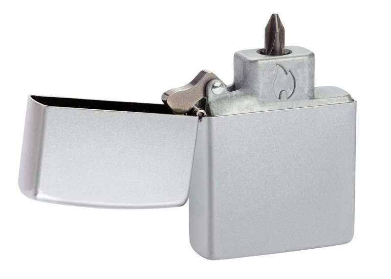 Zippo Windproof Lighter — Classic Base Models Bit Safe Screwdriver with Satin Chrome Case