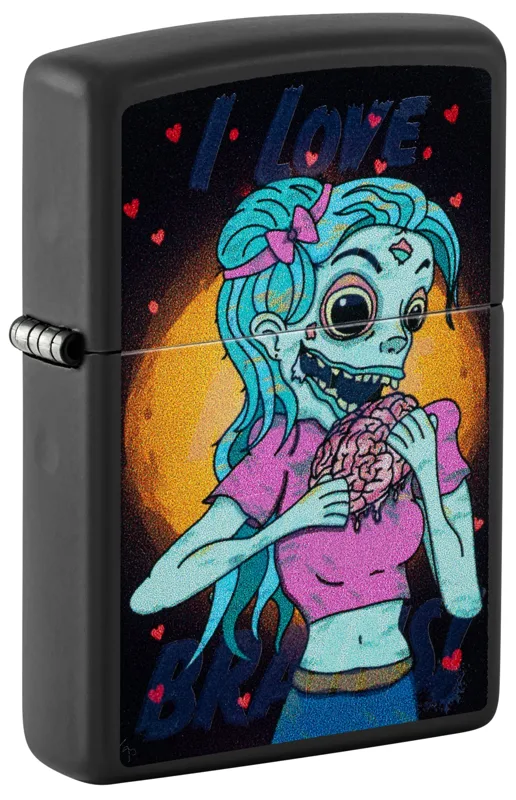 Zippo Windproof Lighter — Horror & Skulls Black Light Brainiac Design
