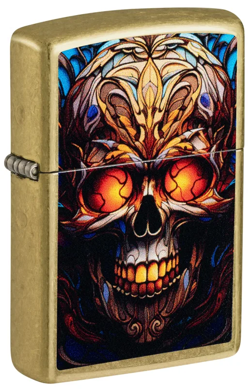 Zippo Windproof Lighter — Horror & Skulls Stained Glass Skull Design