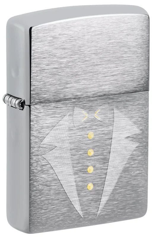 Zippo Windproof Lighter — Love & Sayings Gold Tux & Bowtie Design
