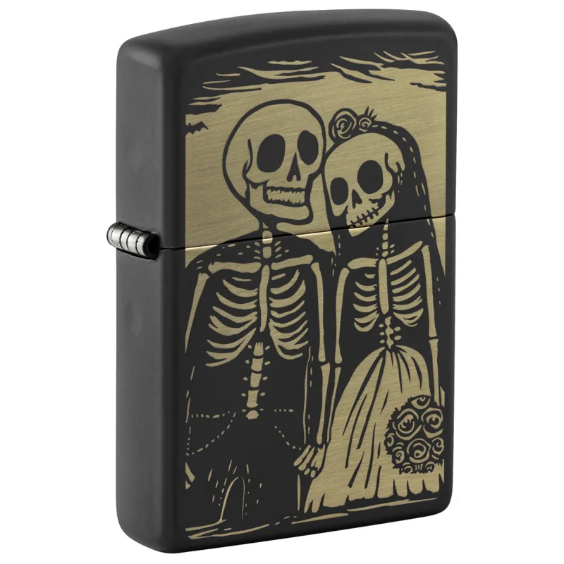 Zippo Windproof Lighter — Love & Sayings Skeleton Wedding Design