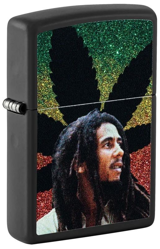 Zippo Windproof Lighter — Music & Entertainment Bob Marley Leaf Silhouette Design