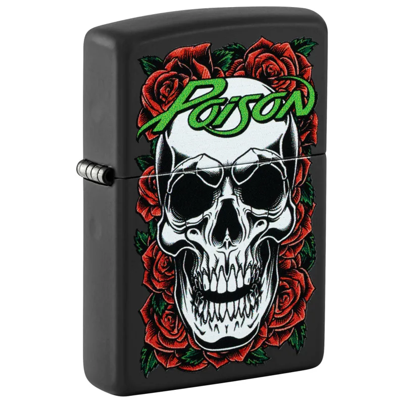 Zippo Windproof Lighter — Music & Entertainment Poison Skull and Roses Design