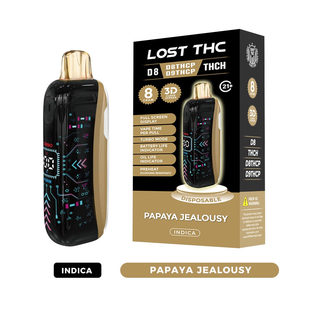 Lost THC LOST THC 3D CURVE SCREEN DISPOSABLE — 8G CB9A LOST THC 3D CURVE SCREEN DISPOSABLE 8G CB9A - Papaya Jealousy