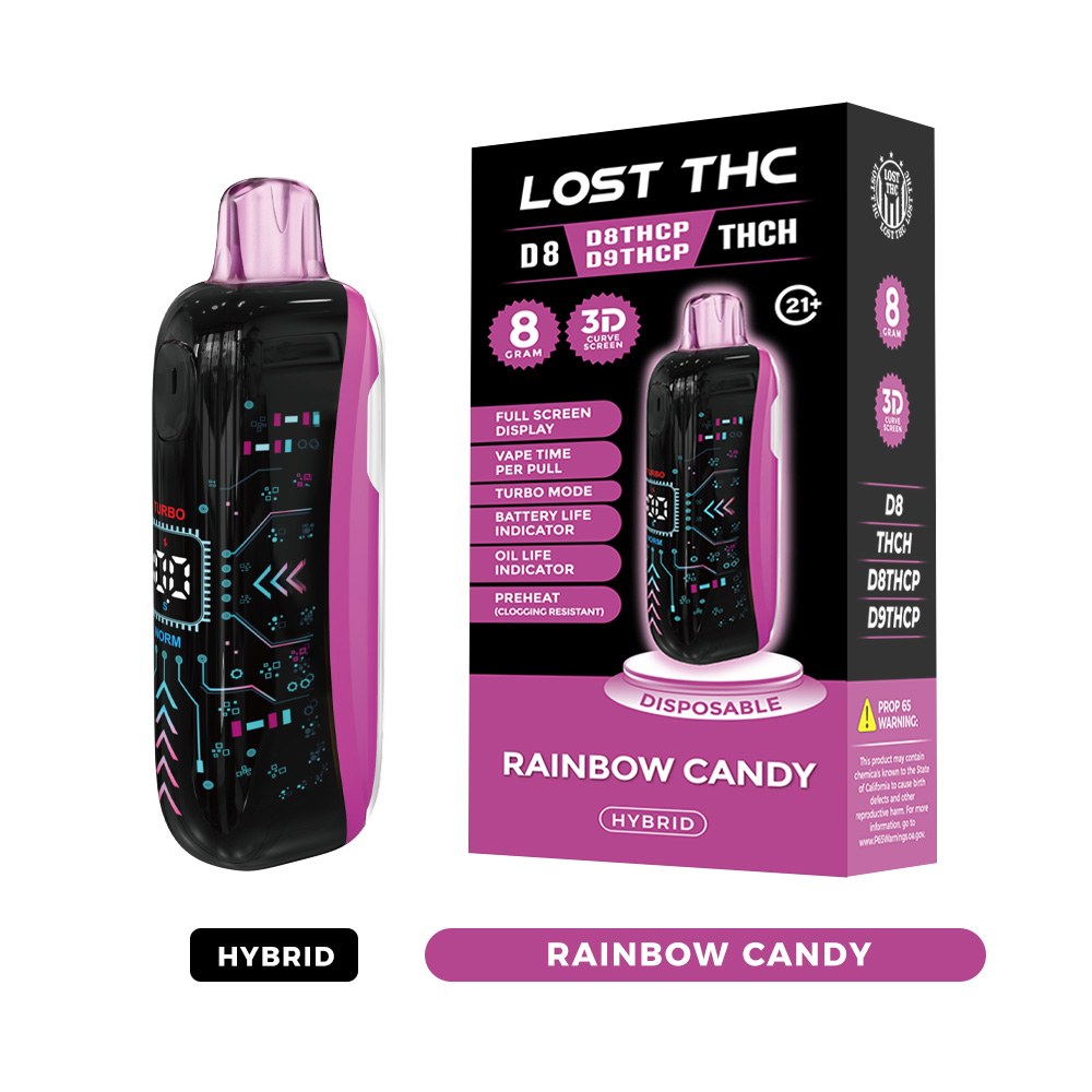 Lost THC LOST THC 3D CURVE SCREEN DISPOSABLE — 8G CB9A LOST THC 3D CURVE SCREEN DISPOSABLE 8G CB9A - Rainbow Candy