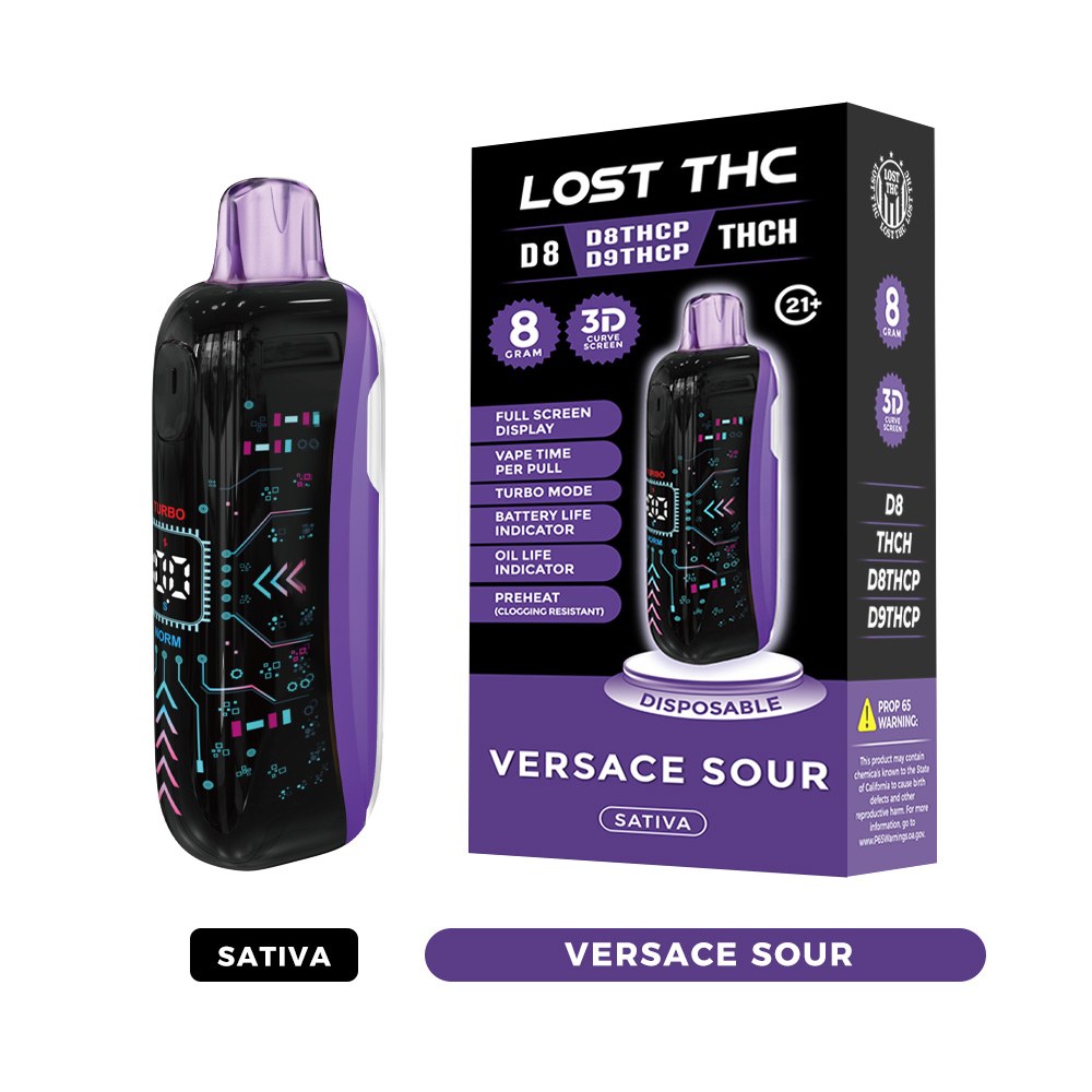 Lost THC LOST THC 3D CURVE SCREEN DISPOSABLE — 8G CB9A LOST THC 3D CURVE SCREEN DISPOSABLE 8G CB9A - Versace Sour