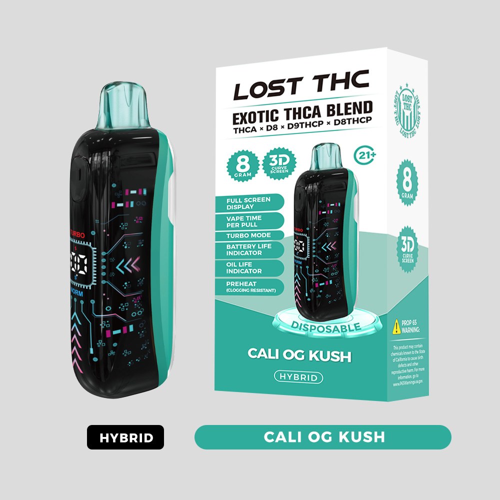 Lost THC LOST THC 3D CURVE SCREEN DISPOSABLE — 8G THCA LOST THC 3D CURVE SCREEN DISPOSABLE 8G THCA - Cali OG Kush