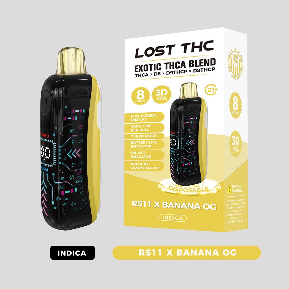 Lost THC LOST THC 3D CURVE SCREEN DISPOSABLE — 8G THCA LOST THC 3D CURVE SCREEN DISPOSABLE 8G THCA - RS11 x Banana OG